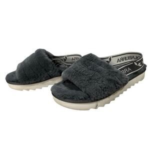 Koolaburra by UGG Grey Platform Fuzzy Slide Sandals 🤍 Cozy Slip‑On ✨ Fits 8